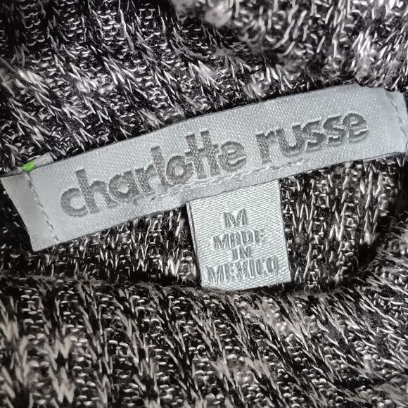 Charlotte Russe Bodysuit Size Medium Marled Gray Long Sleeve High Neck - Picture 7 of 8